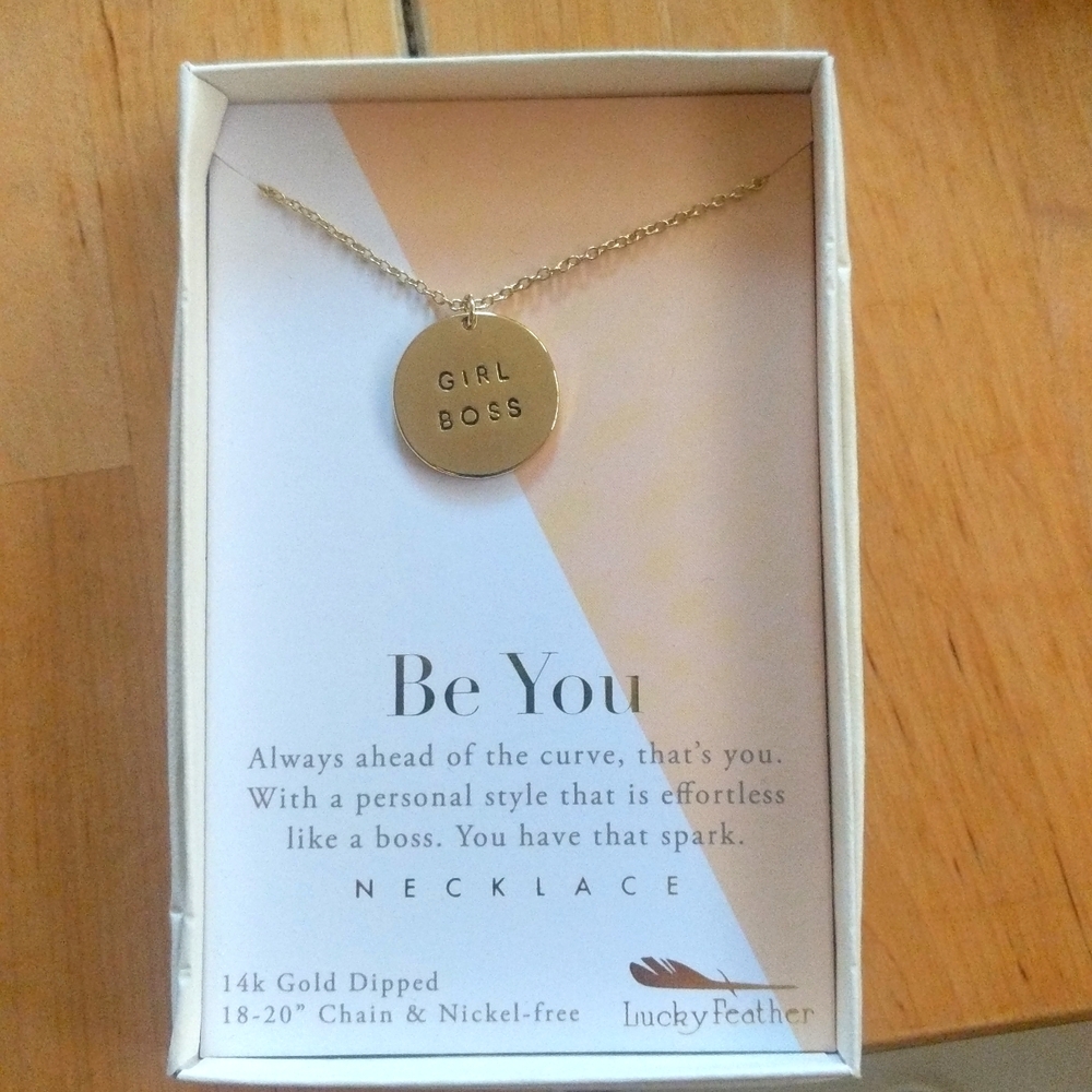 NWT GIRL BOSS NECKLACE , 14K GOLD DIPPED